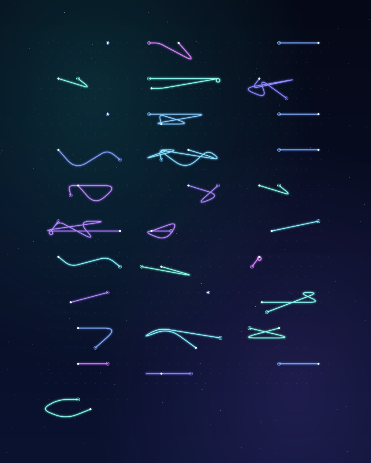 I went to the woods, drawn as keyboard paths